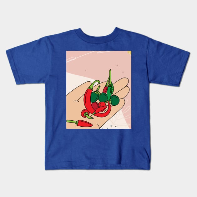 Chilli Spicy Food Vegetable Hot Peppers Kids T-Shirt by flofin